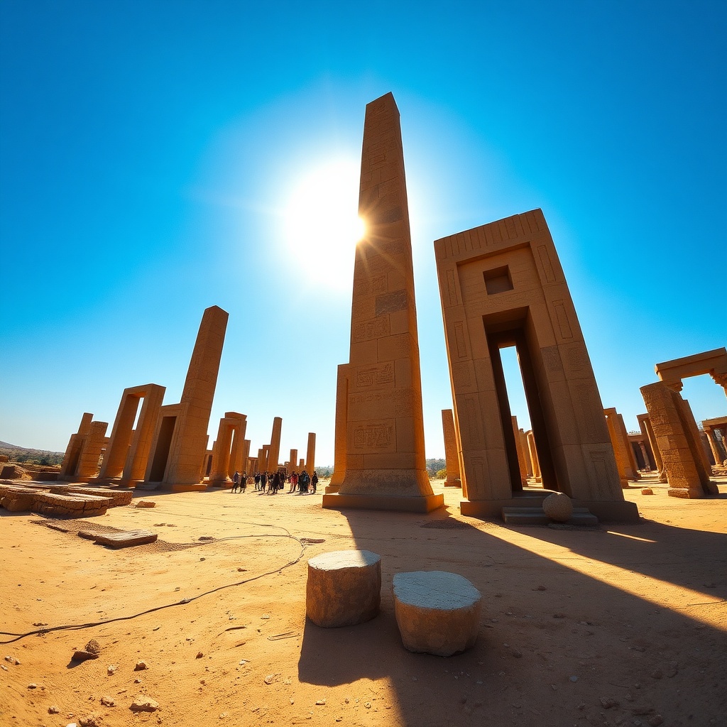 Majestic ancient stelae and obelisks at the archaeological site of Axoum, the cradle of Ethiopian civilization, offering a stark contrast to the rock-hewn churches of Lalibela in the Lalibela vs Axoum travel comparison.
